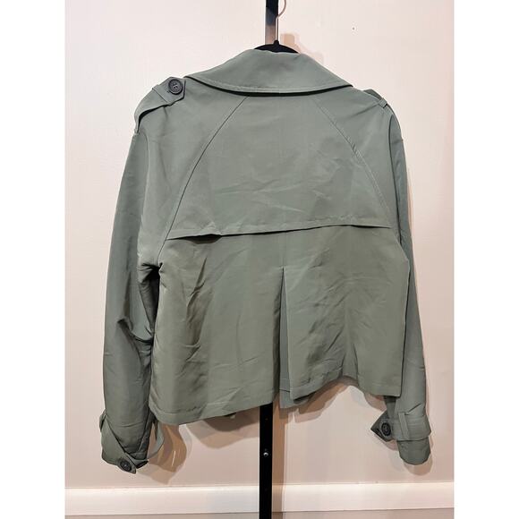 Steve Madden Sage Green Cropped Trench Jacket NWT Size M - Picture 4 of 7
